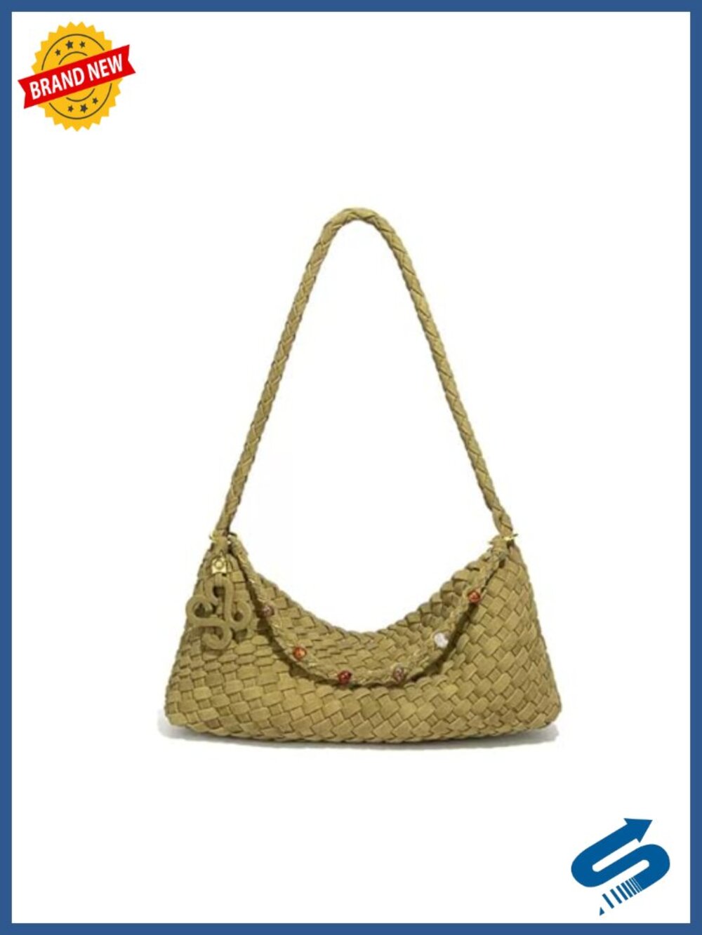 Suede Woven Hobo Shoulder Bag Small Handbag Magnetic Closure